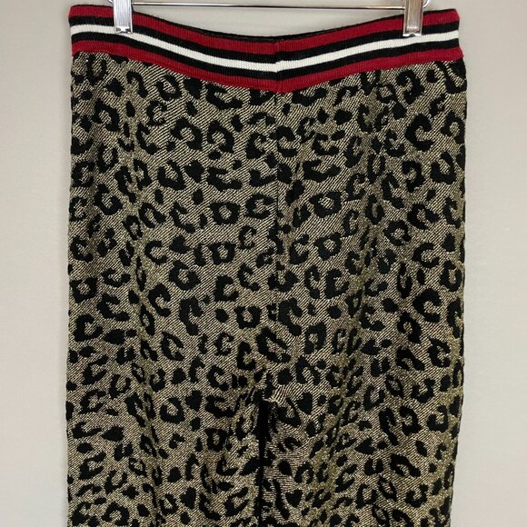 ASOS Track Pants Leopard Print Metallic Women‎ Size Medium Long Tall Knit Lounge - Picture 9 of 11